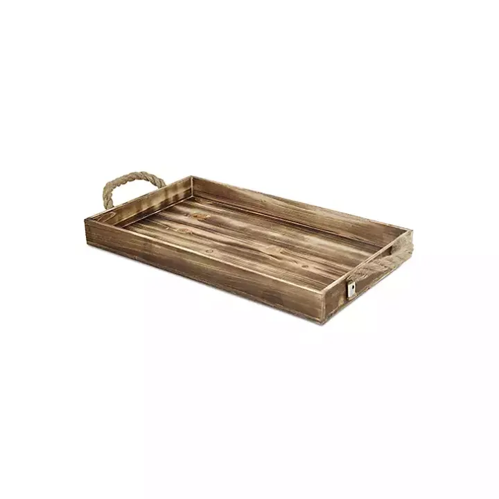 Wooden Tray with Rope Handles