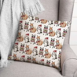 Woodland Characters Christmas Pillow