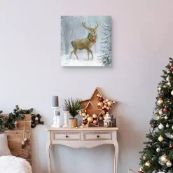 Woodland Holiday Deer Canvas Art Print