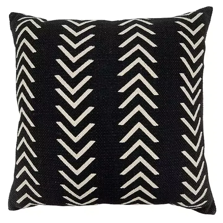 Woven Black and White Chevron Throw Pillow