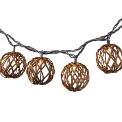 Woven Rattan Bulb Outdoor String Lights