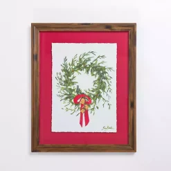 Wreath with Red Ribbon Framed Art Print