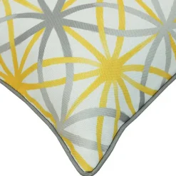Yellow & Gray Geometric Flowers Outdoor Pillow