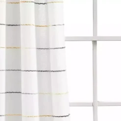 Yellow and Gray Stripe Curtain Panel Set, 95 in.