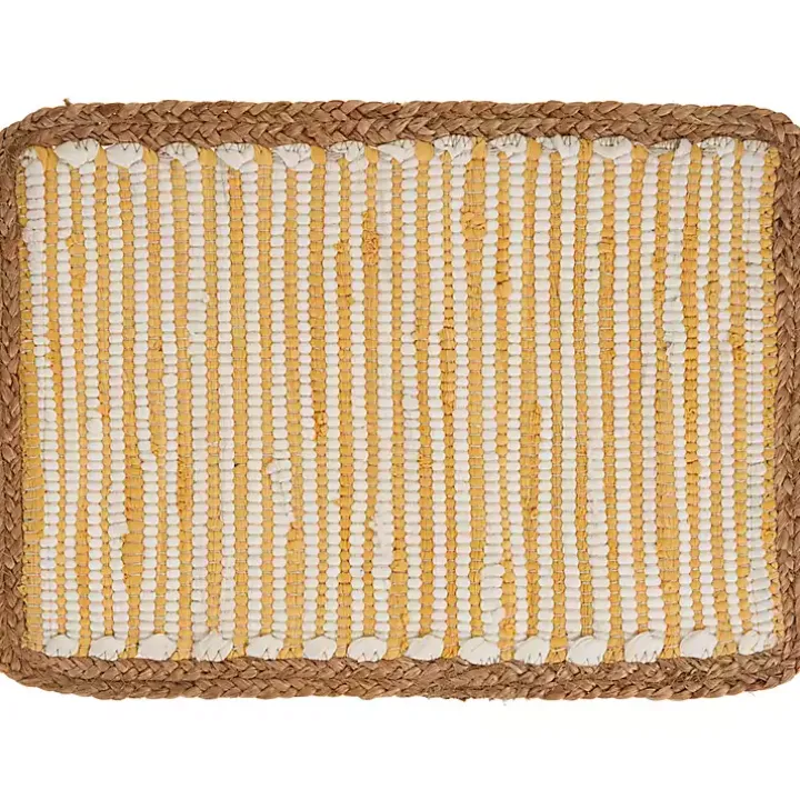Yellow and White Striped Placemats, Set of 4