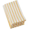 Yellow Cheerful Striped Cotton Napkins, Set of 4