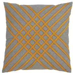 Yellow Crosshatch Stitch Cotton Throw Pillow