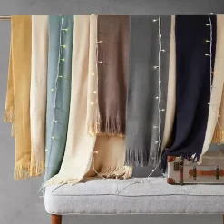 Yellow Faux Cashmere Color Block Throw Blanket