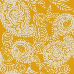 Yellow Paisley Outdoor Seat Cushions, Set of 2