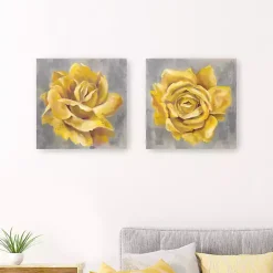 Yellow Roses Giclee Canvas Art Prints, Set of 2