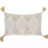 Yellow Stripe Diamond Tassels Cotton Lumbar Pillow