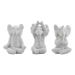 Yoga Elephant Statues, Set of 3